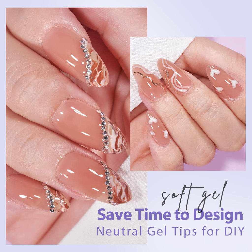 BTArtbox Press On Nails Medium — Soft Gel Almond Tips with Base Color, Ultra Fit & Stronger Adhesion