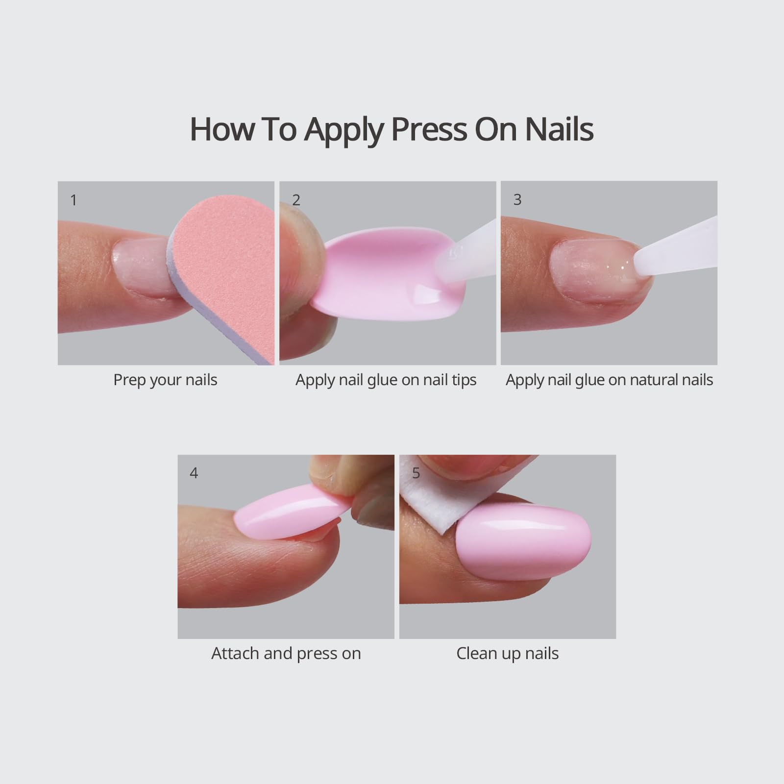 BTArtbox Almond Lavender Purple Short Press On Nails – 32-Count Kit with Glue