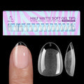 BTArtbox Extra Short Almond Nail Tips – 320pcs, 16 Sizes, Soft Gel, Half Matte, Clear
