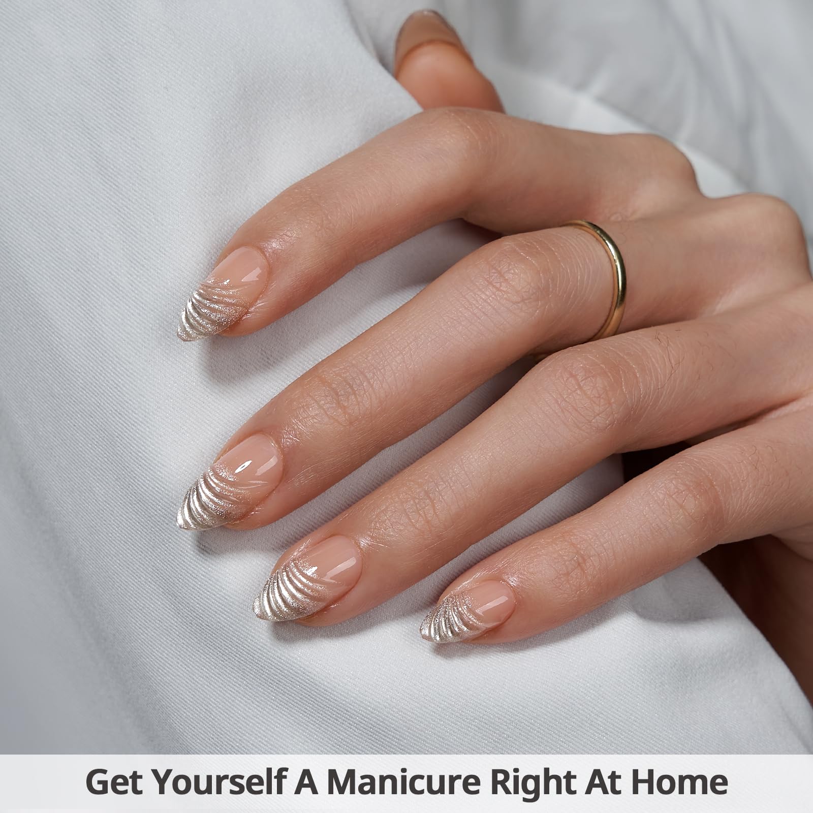 BTArtbox French Tip Press-On Nails Kit – 32 Nails, 16 Sizes, Lamp-Curable