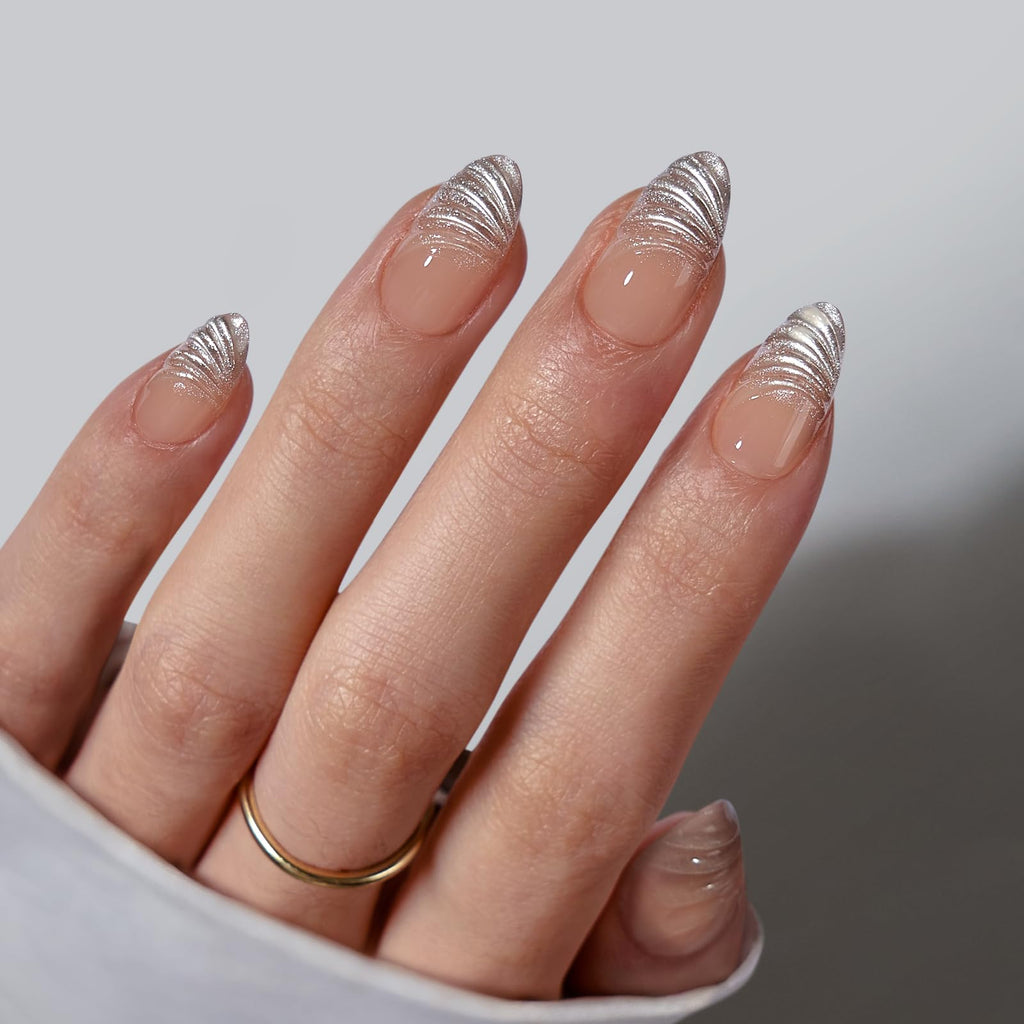 BTArtbox French Tip Press-On Nails Kit – 32 Nails, 16 Sizes, Lamp-Curable
