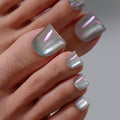 BTArtbox Galaxy Gleam Press On Toenails – Lamp-Curable Sharp Square Chrome Tips, 30 Nails Kit, 6 Sizes