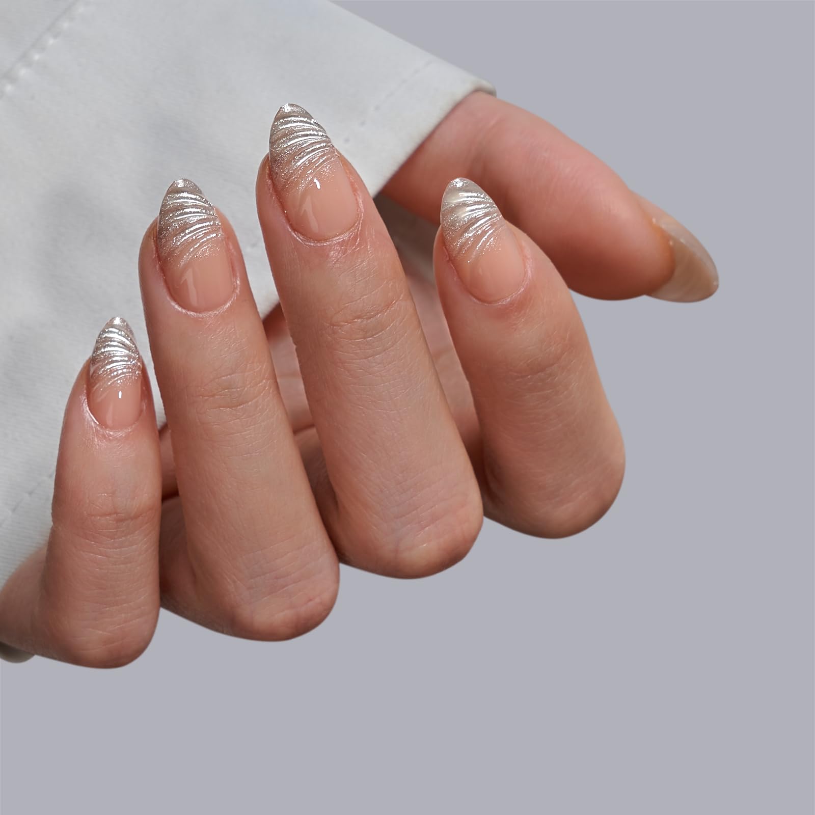 BTArtbox French Tip Press-On Nails Kit – 32 Nails, 16 Sizes, Lamp-Curable