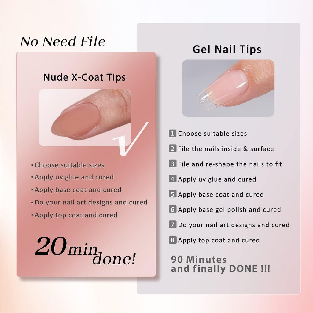 BTArtbox Short Almond Nail Tips – XCOATTIPS Gel Nail Kit, 160 pcs, Primer Base