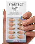 BTArtbox Gilded Countdown Lamp-Curable Press-On Nails – Short Almond Gold French Tips, 32-Piece Kit