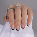BTArtbox French Tip Press On Nails – Jelly Square Semi-Transparent Nails with Glue, 30 PCS, Classic Black