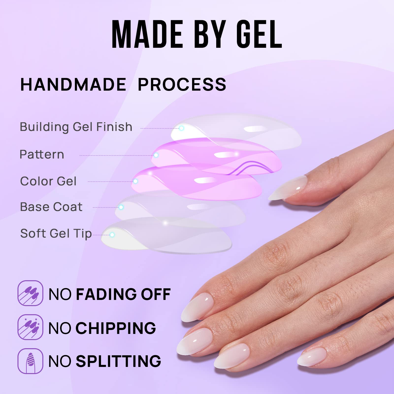 BTArtbox White Press On Nails Short – Cream Puff, Gel, Glue-On, 16 Sizes
