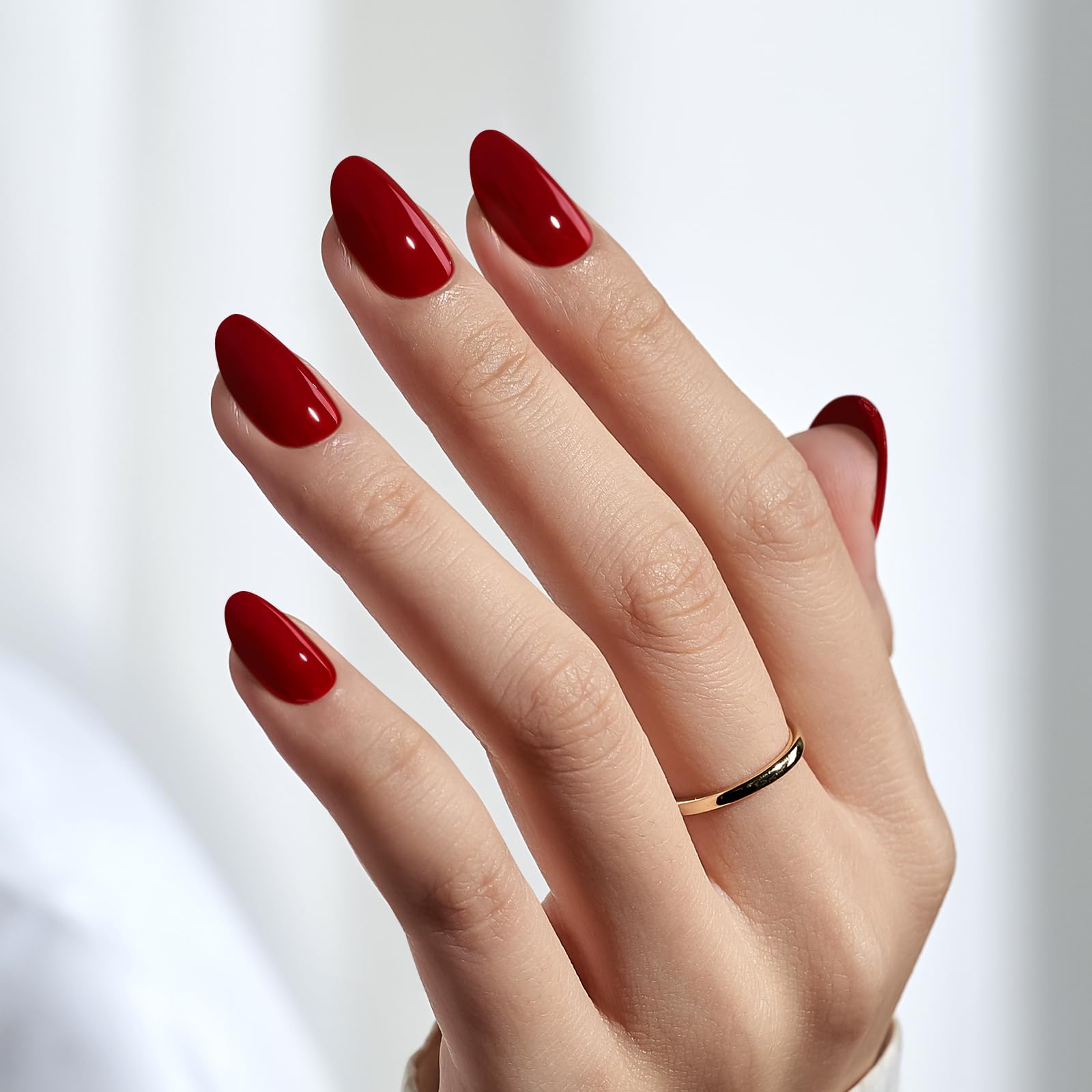 BTArtbox Press On Nails Short Oval Cardinal Red – 16 Sizes, Gel Finish