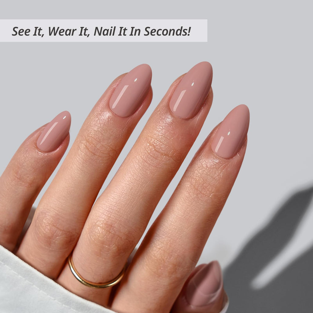 BTArtbox Almond Press On Nails – Flesh Pink Nude Short, Glue Kit