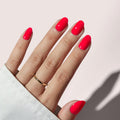 BTArtbox Press On Nails Short - Salmon Pink Oval Nail Kit with Glue & Tabs