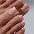 BTArtbox Press On Toenails - Sharp Square Pearl Chrome, 30-Nail Kit with Glue (Six Sizes)