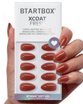 BTArtbox Press On Nails Short Almond – Tea Brown Hue, 32-Piece Kit with Gel Glue