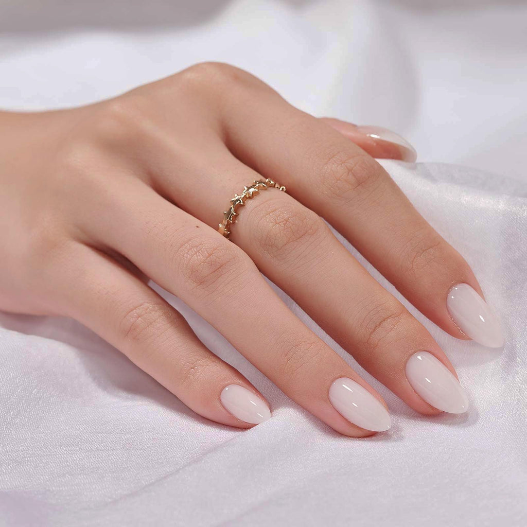 BTArtbox White Press On Nails Short – Cream Puff, Gel, Glue-On, 16 Sizes