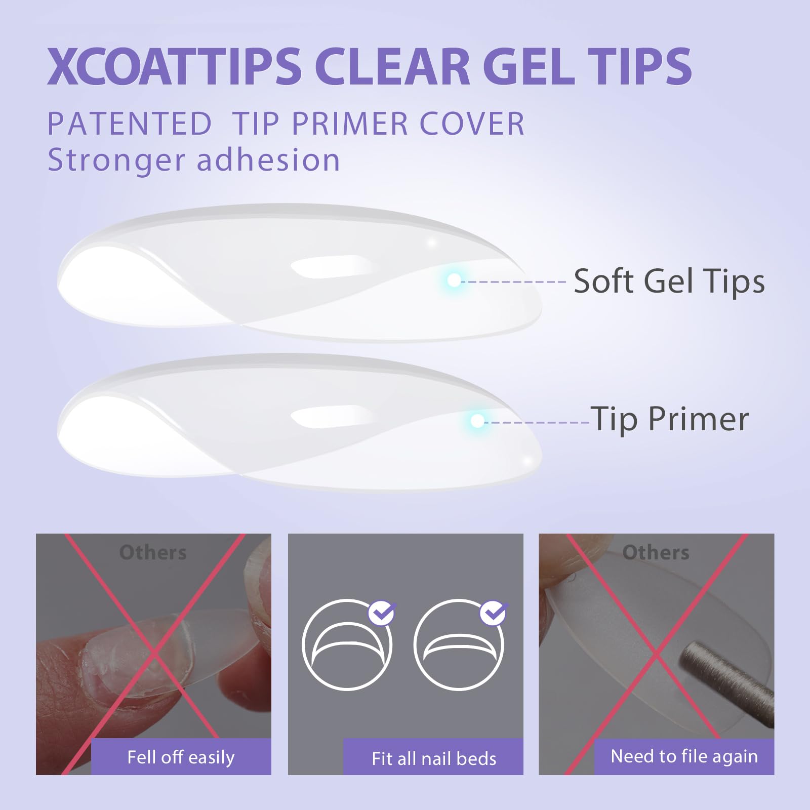 BTArtbox XCOATTIPS Extra Short Almond Gel Nail Tips – 16 Sizes, 320pcs, Tip Primer