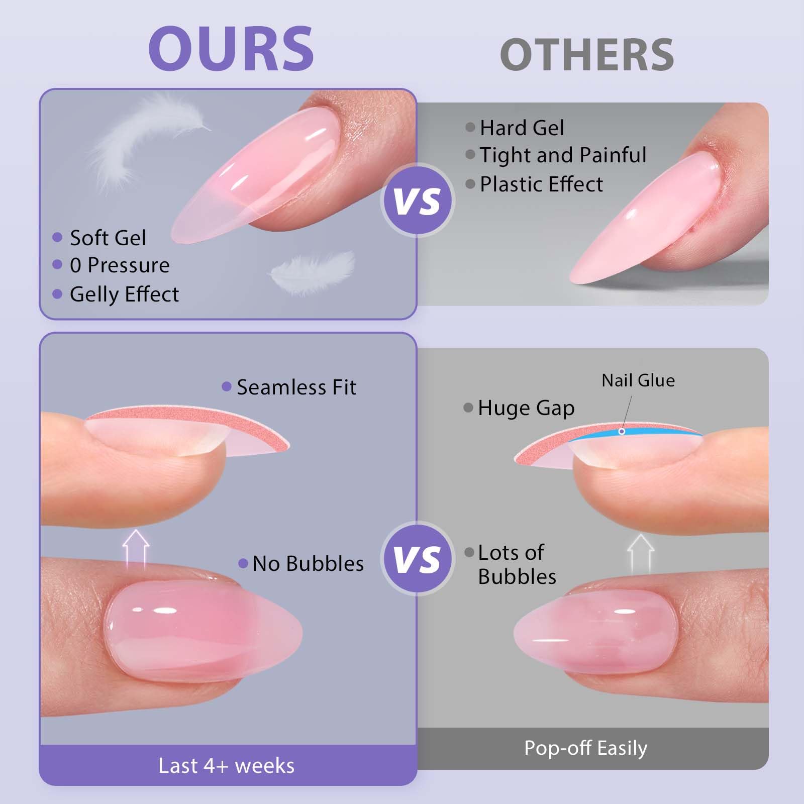 BTArtbox XCOATTIPS Soft Gel Nail Tips — Matte Long Square Press On Nails (One-Step Full Cover)