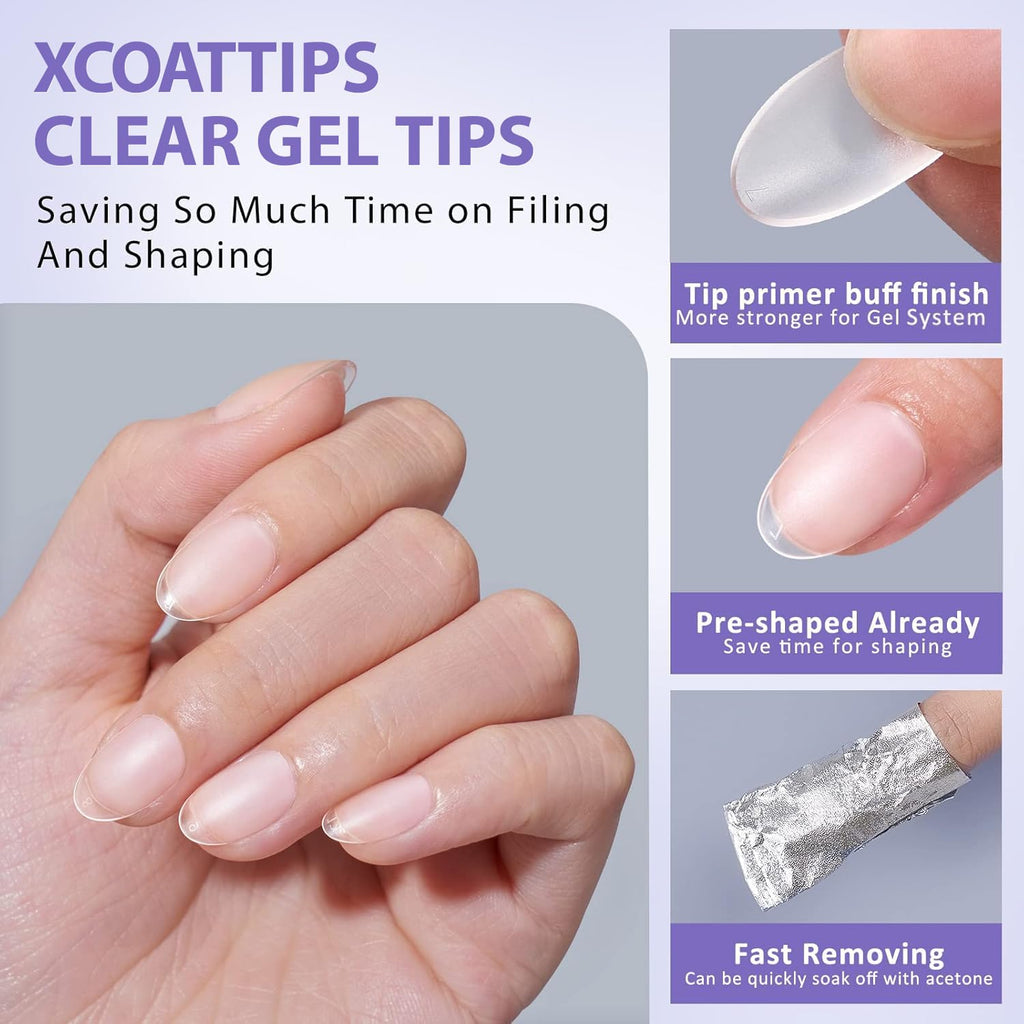BTArtbox XCOATTIPS Extra Short Almond Gel Nail Tips – 16 Sizes, 320pcs, Tip Primer