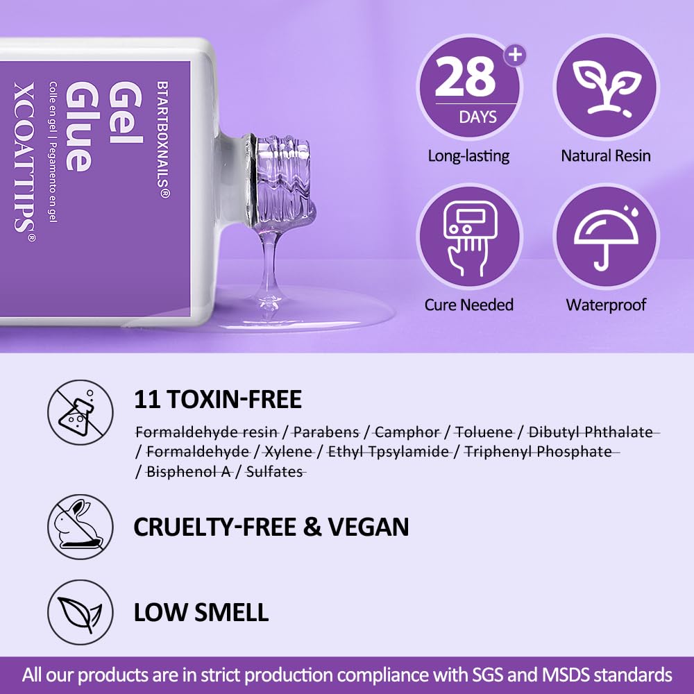 BTArtboxnails Nail Tips Builder Gel Set - 15ml Builder Gel, Top Coat & Glue for French Tip Nails