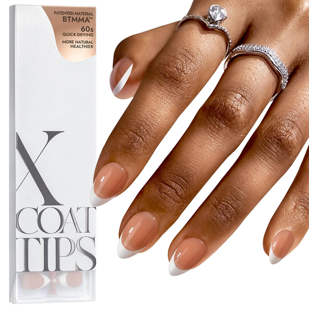 BTArtboxnails French Gel Nail Tips – Brown Short Almond, XCOATTIPS, Pre-applied Primer & Base Coat