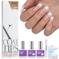 BTArtboxnails French Tip Press-On Nails Kit with Gel Glue, Builder Gel, Top Coat & Portable Nail Lamp