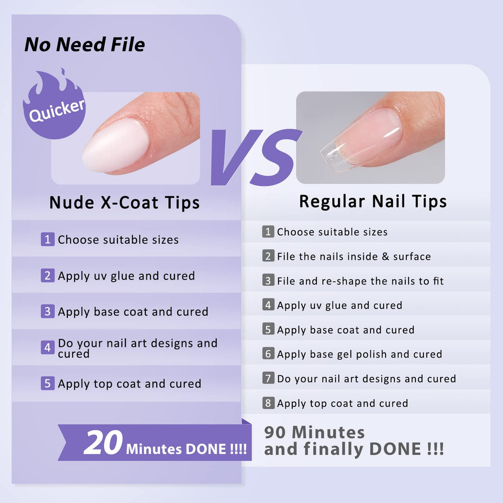 BTArtboxnails XS Short Almond Gel Nail Tips – Milky White Press-On, 160pcs