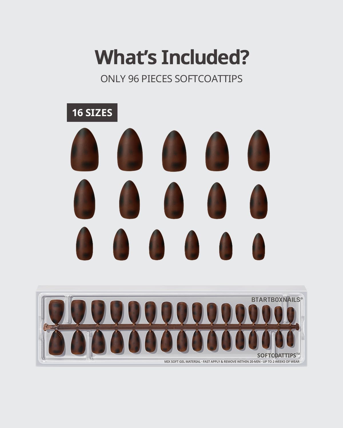 BTArtboxnails SoftCoattips Tortoiseshell Almond Short Press On Nails – 96 Pcs
