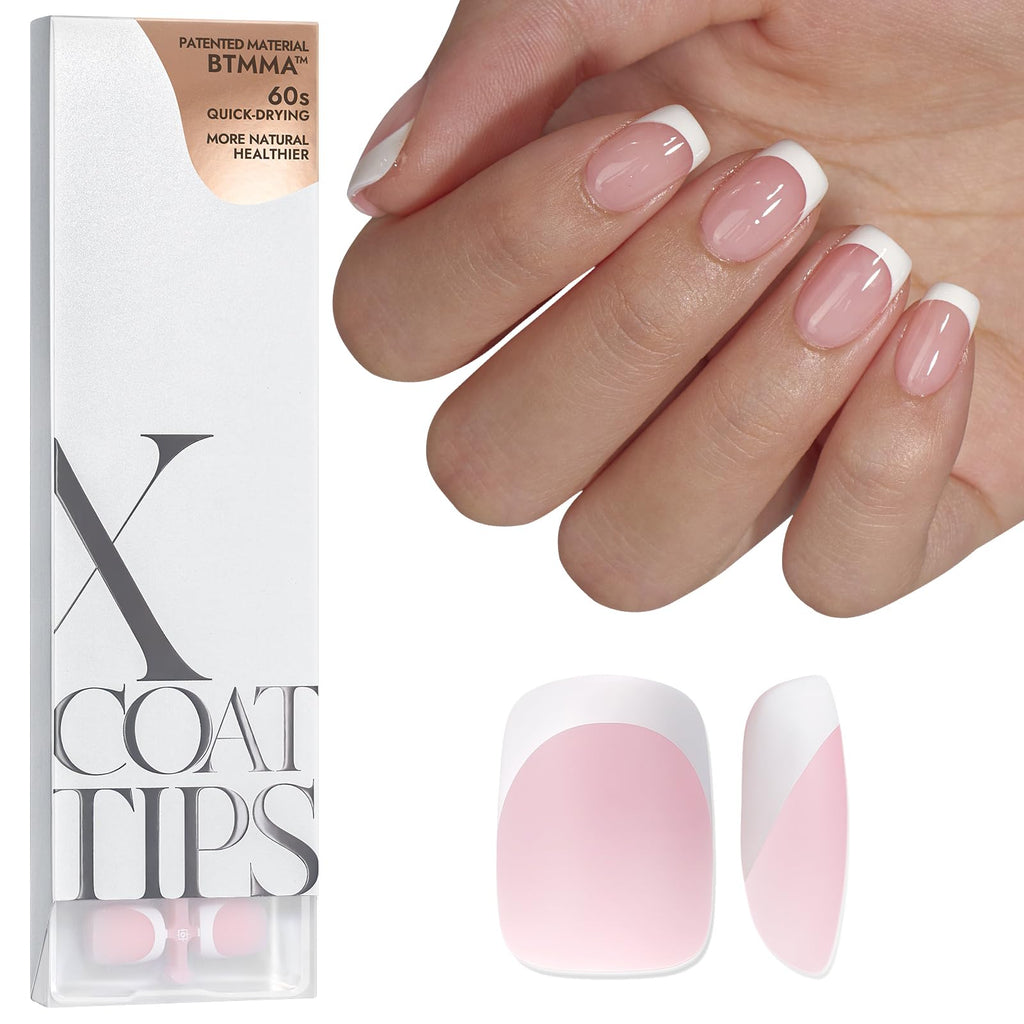 BTArtboxnails XCOATTIPS French Gel Nails - Pink Extra Short Square Press-On Tips
