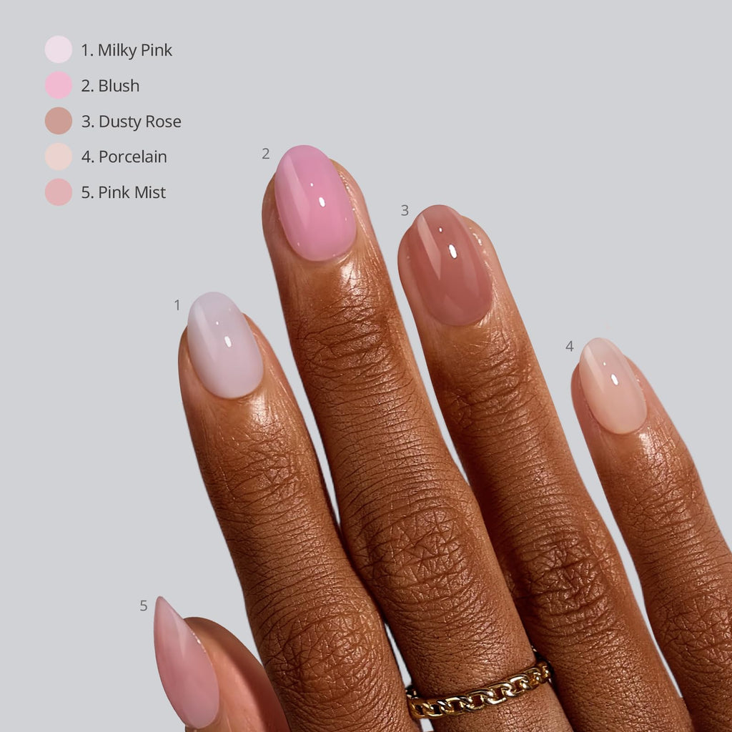 BTArtboxnails XCOATTIPS Bare 5-Shades Nude Press-On Nails – Extra Short Almond, 4-Week Wear, Easy Apply