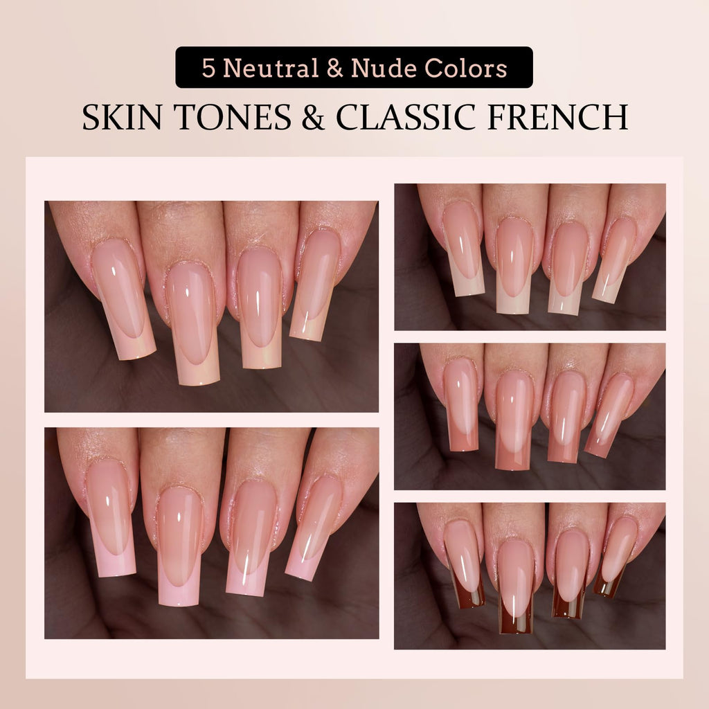 BTArtboxnails XCOATTIPS French Tip Nails – Long Square Soft Gel, 150 Pcs