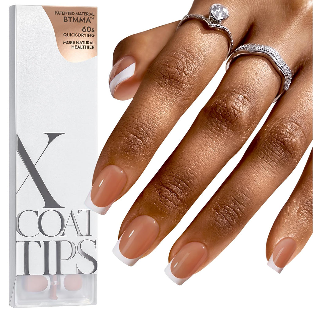 BTArtboxnails XCOATTIPS French Tip Nails – 160pcs Short Brown Press-On Gel Nails
