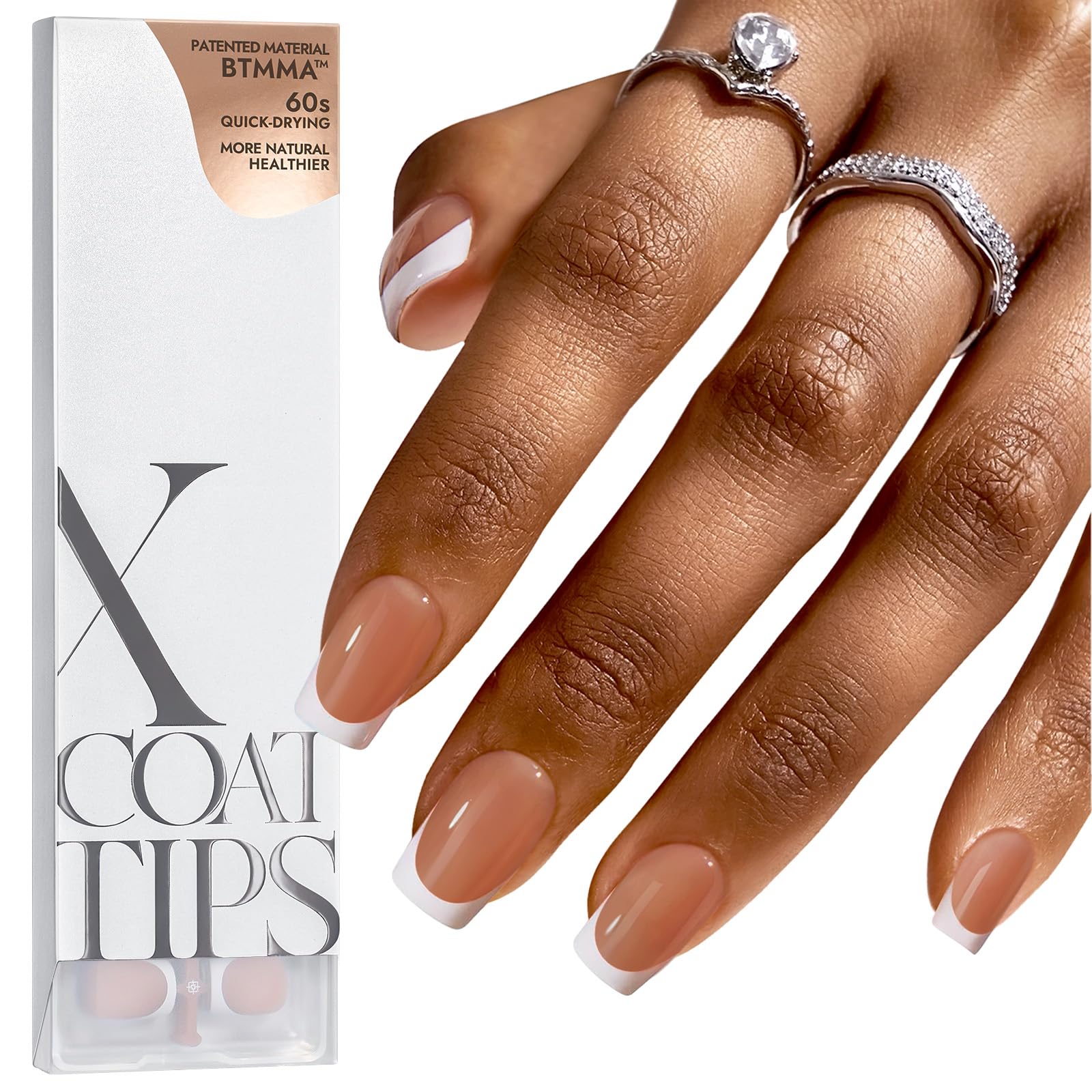 BTArtboxnails XCOATTIPS French Tip Nails – 160pcs Short Brown Press-On Gel Nails