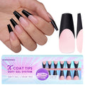 BTArtboxnails XCOATTIPS French Gel Nails – Black French Tip Press-On Coffin Nails