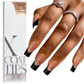 BTArtboxnails XCOATTIPS French Tip Nails – Long Press On Nails, Black Square Tips