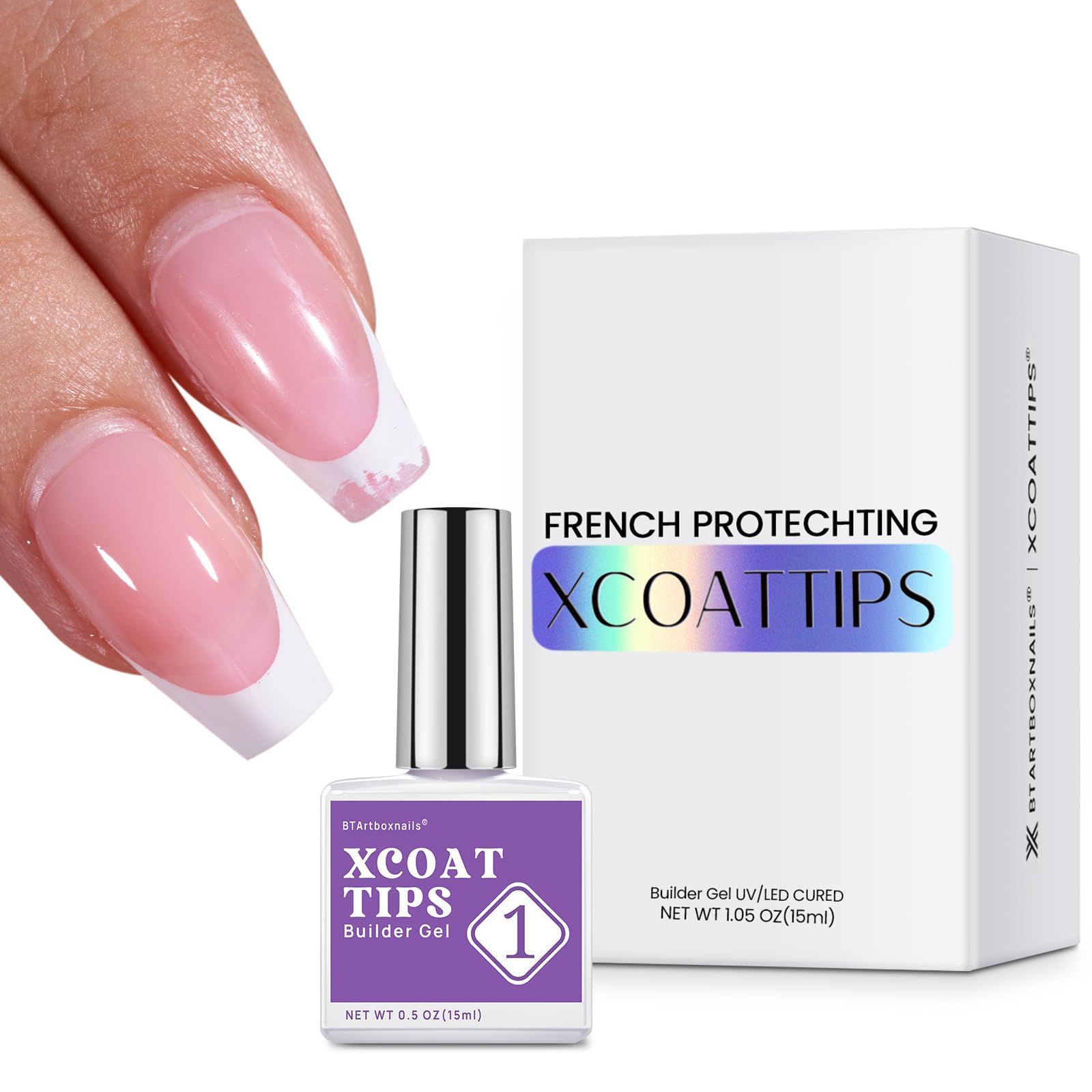 BTArtboxnails XCOATTIPS Protecting Builder Gel 15ml – No Chipping, 30+ Days Wear