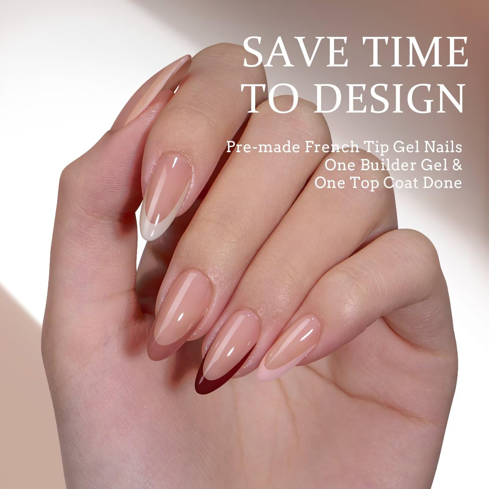 BTArtboxnails XCOATTIPS Almond Press-On Nails – All-in-One French Gel Kit