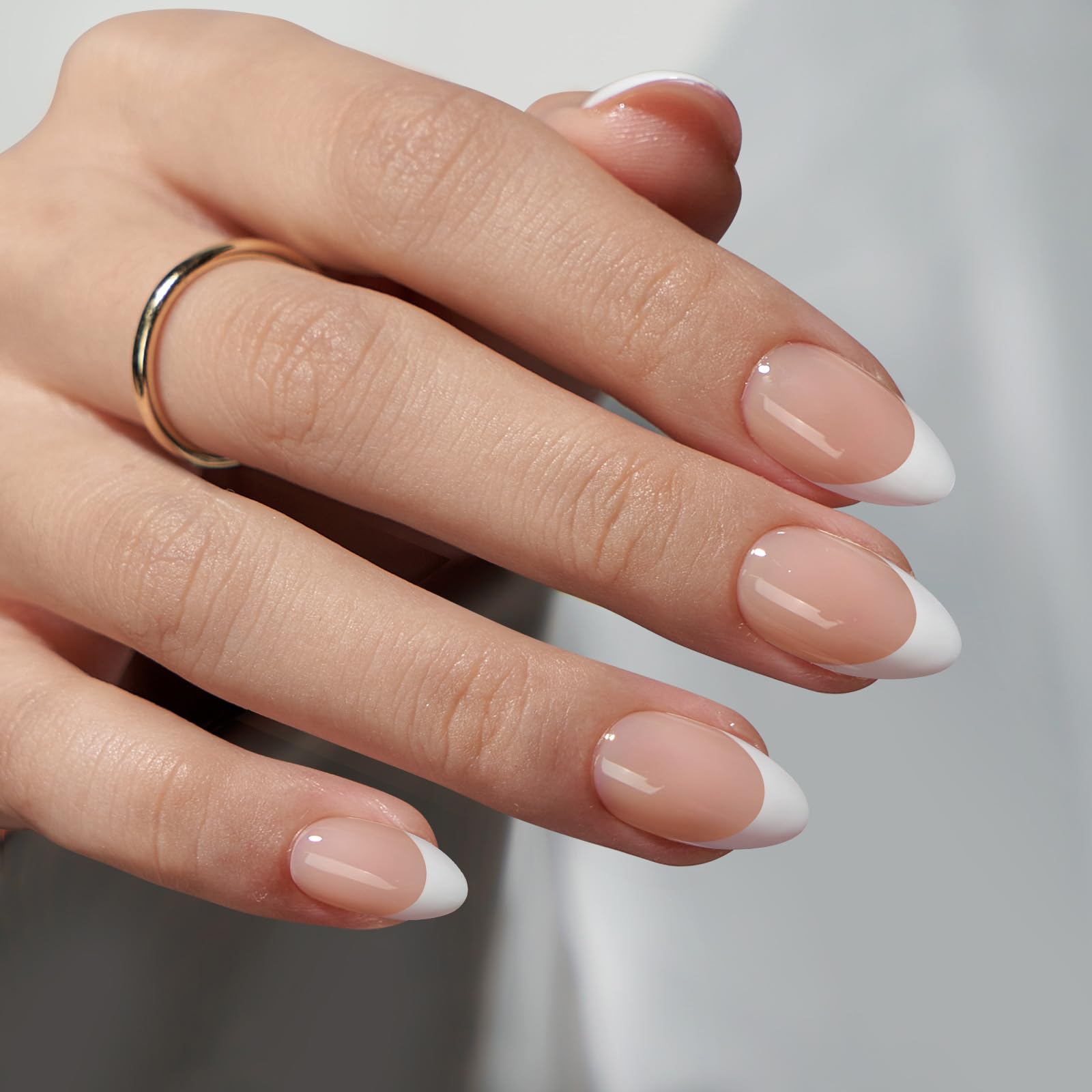 BTArtboxnails XCOATTIPS French Series Press-On Nails – Short Almond Nude French Tips