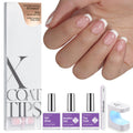 BTArtboxnails XCOATTIPS French Tips Nails – Extra Short Square Press-On Kit with Gel & Lamp