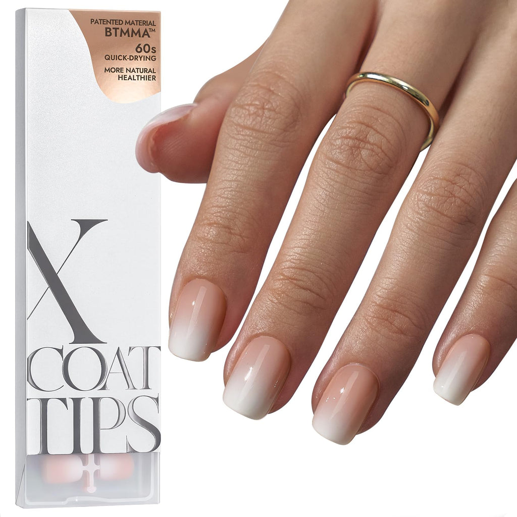 BTArtboxnails XCOATTIPS Ombre Nails – Extra Short Square Press-On Nails, 150Pcs Nude Peach