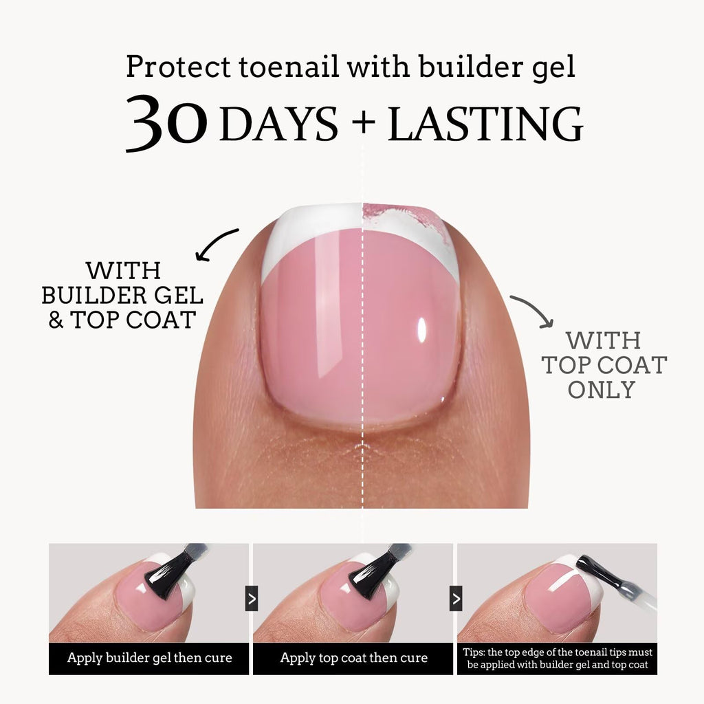 BTArtboxnails XCOATTIPS Toe Nail Tips – Short French Tip Press-On Toenails, 160Pcs Pink Soft Gel
