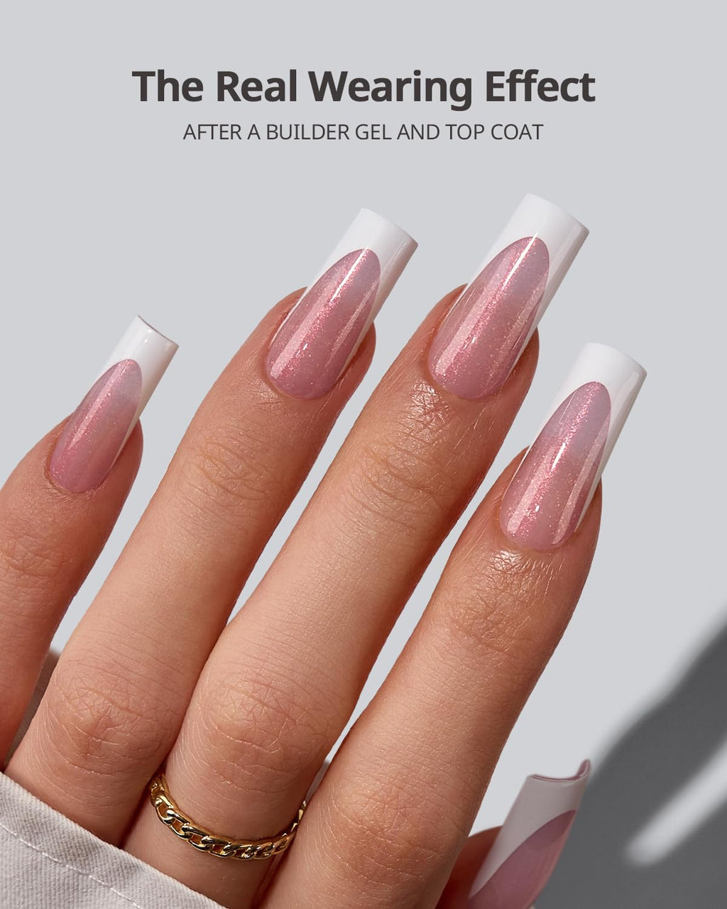BTArtboxnails XCOATTIPS French Tip Press On Nails – Pink Glitter Base, Long Square, 90 Pcs
