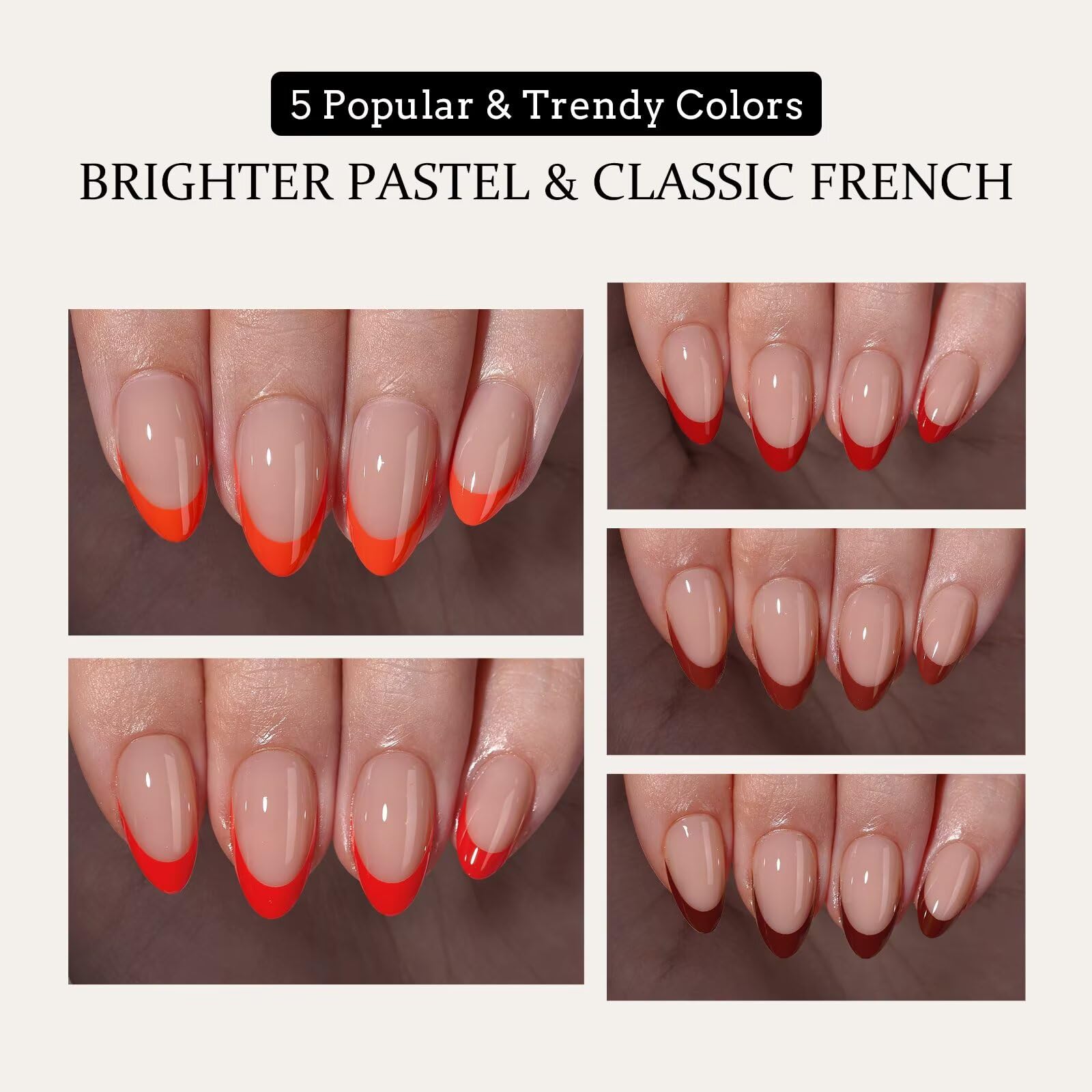 BTArtboxnails XCOATTIPS Red French Tip Press-On Nails – Almond Short Valentines, 160Pcs