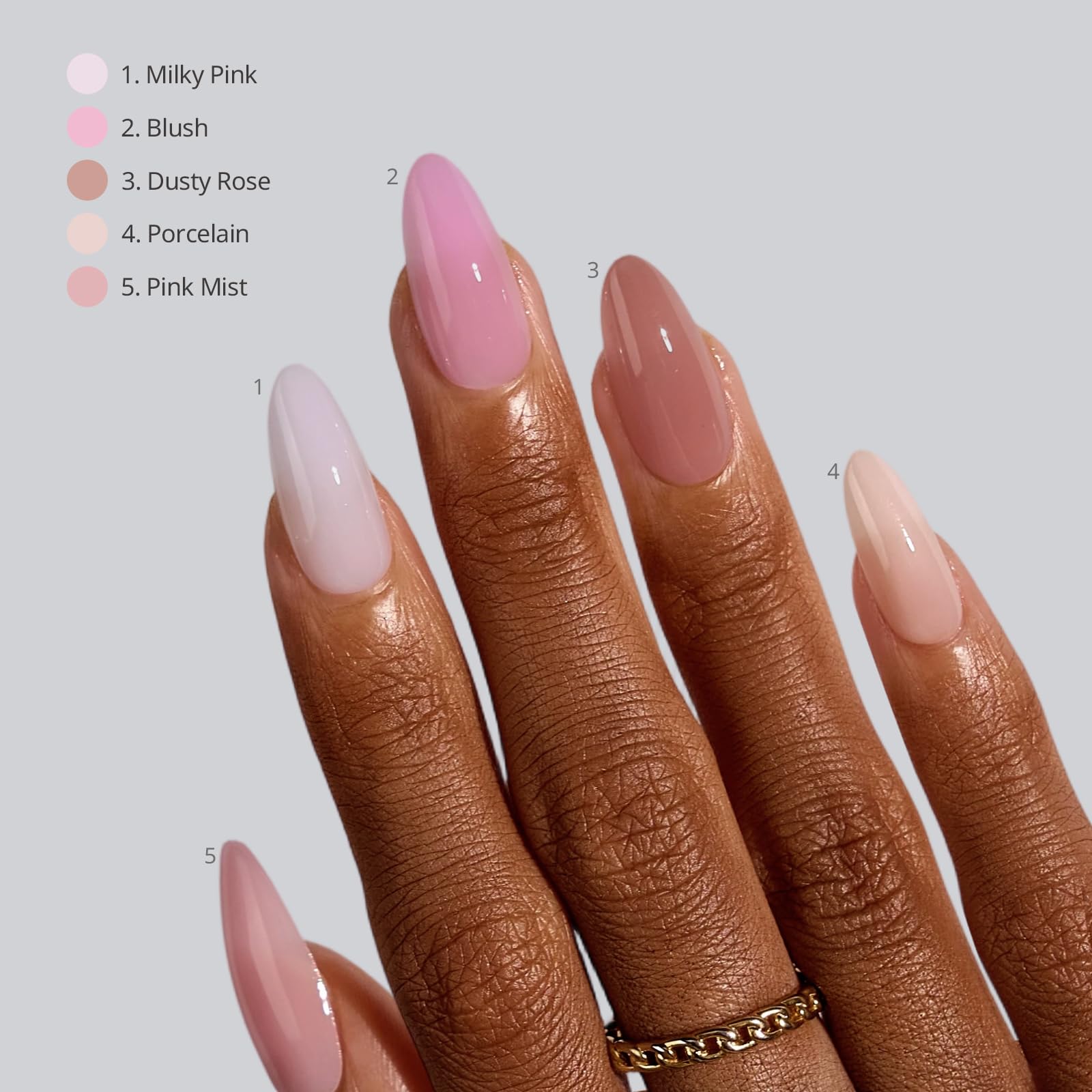 BTArtboxNails XCOATTIPS Bare 5-Shades Nude Press-On Nails – Medium Almond, 16 Sizes, 4-Week Wear