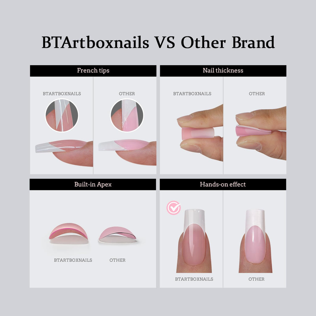 BTArtboxnails XCOATTIPS French Tip Nail Kit – Gel Extensions, Nail Lamp