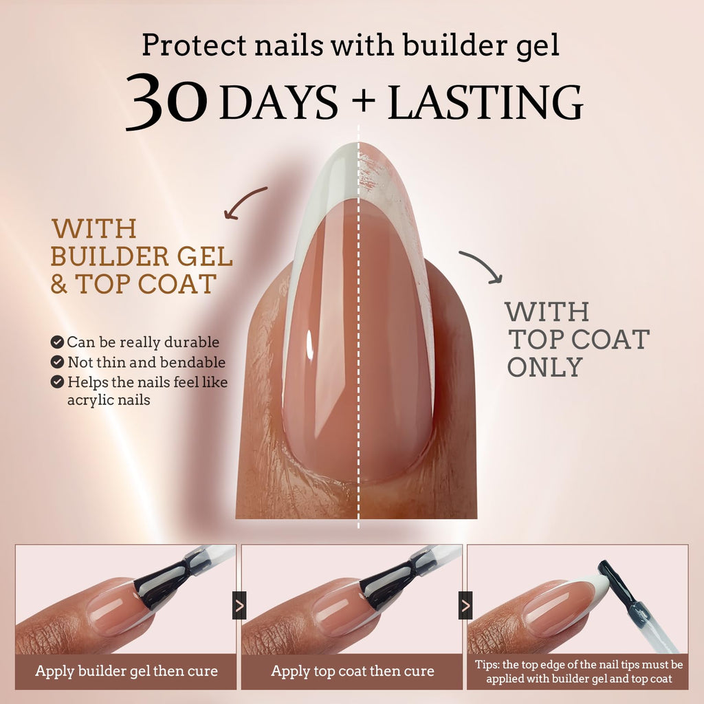 BTArtboxnails XCOATTIPS Brown Extra Short French Tip Press-On Nails