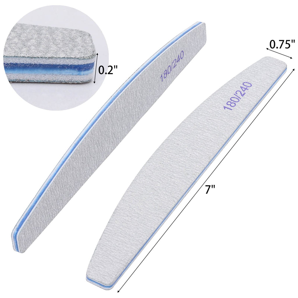 BTYMS 50-Piece Dual-Sided Nail Files 180/240 Grit for Natural Nails