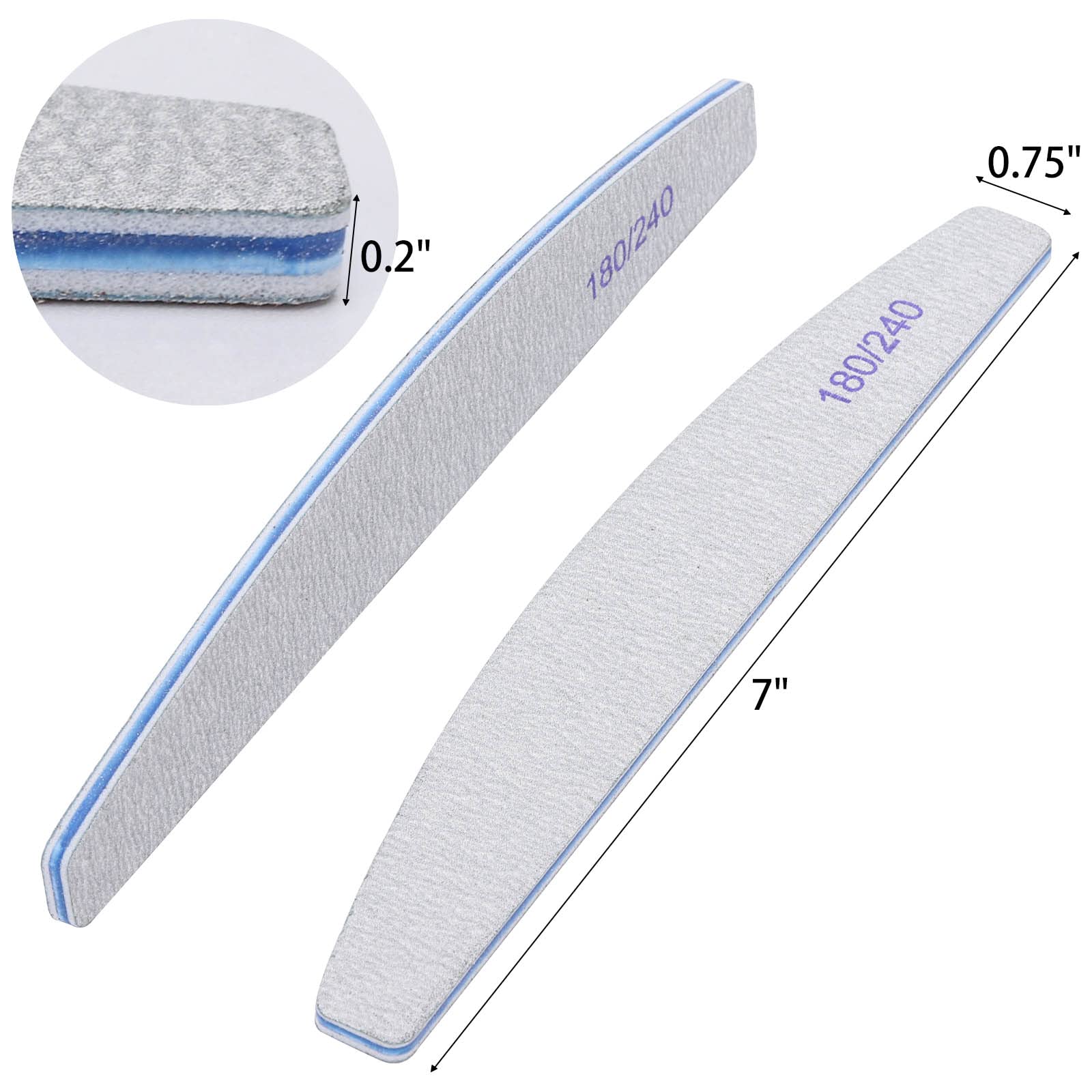 BTYMS 50-Piece Dual-Sided Nail Files 180/240 Grit for Natural Nails