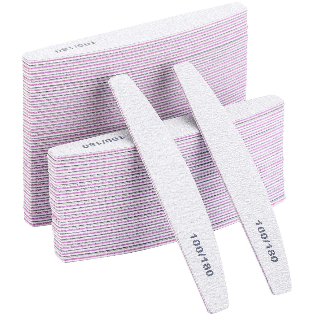 BTYMS 75 Pcs Nail Files & Buffers – 100/180 Grit Double-Sided Emery Boards Kit