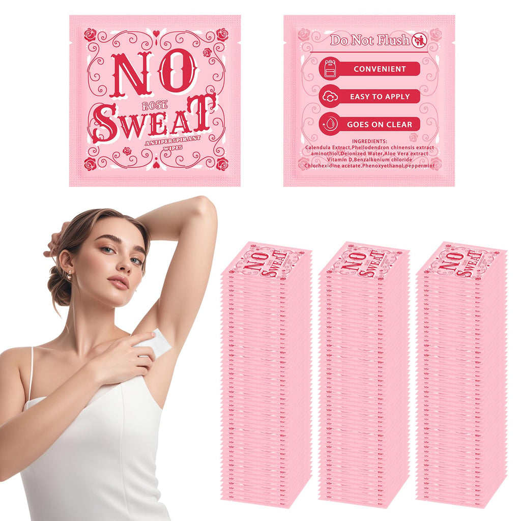 BUAEL Mini Deodorant Wipes – 150 Rose Scent Travel Wipes, Hypoallergenic