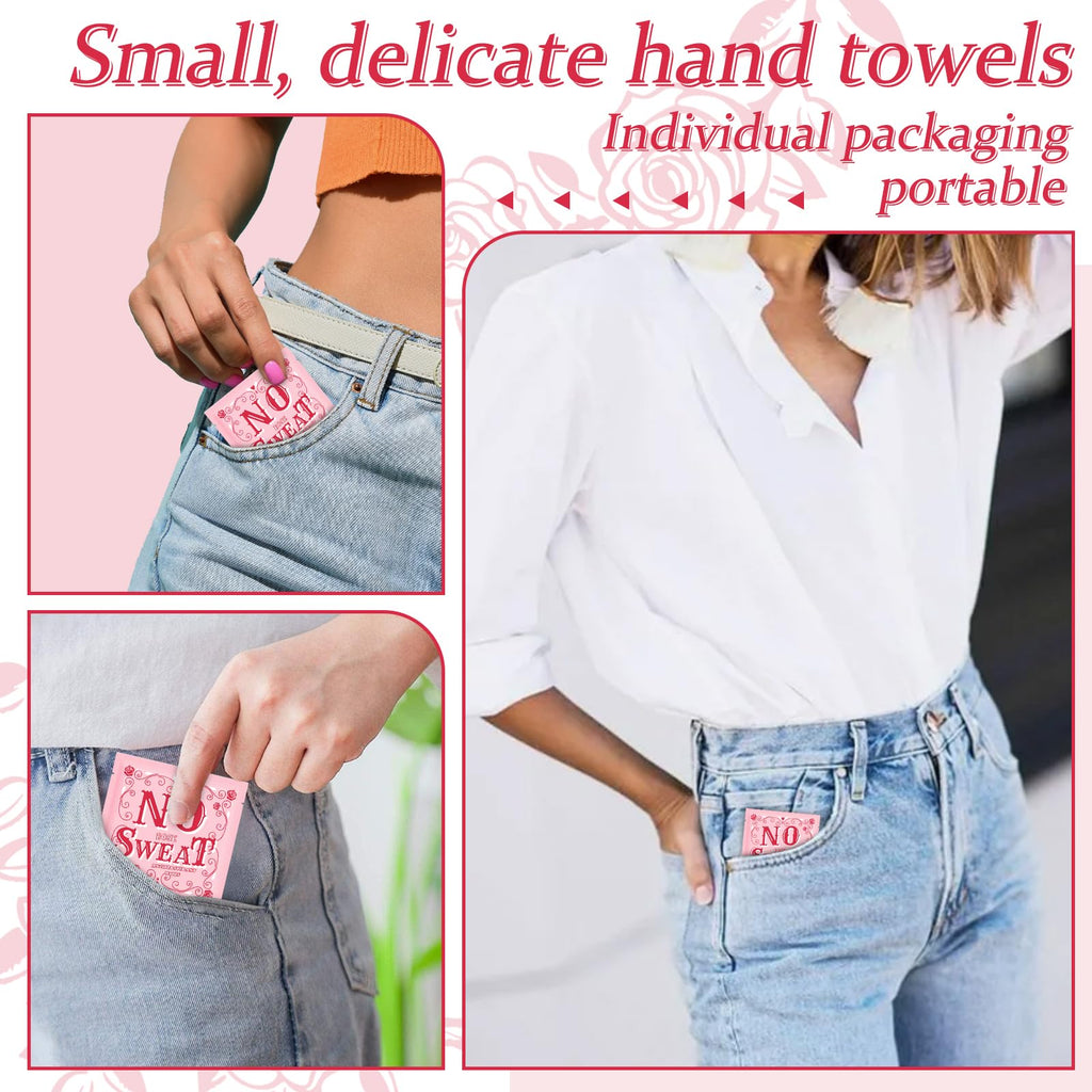BUAEL Mini Deodorant Wipes – 150 Rose Scent Travel Wipes, Hypoallergenic