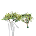 Bubbmi Green Flower Wreath Fairy Headband with Pendant | Woodland Elf Cosplay & Bridal Headpiece