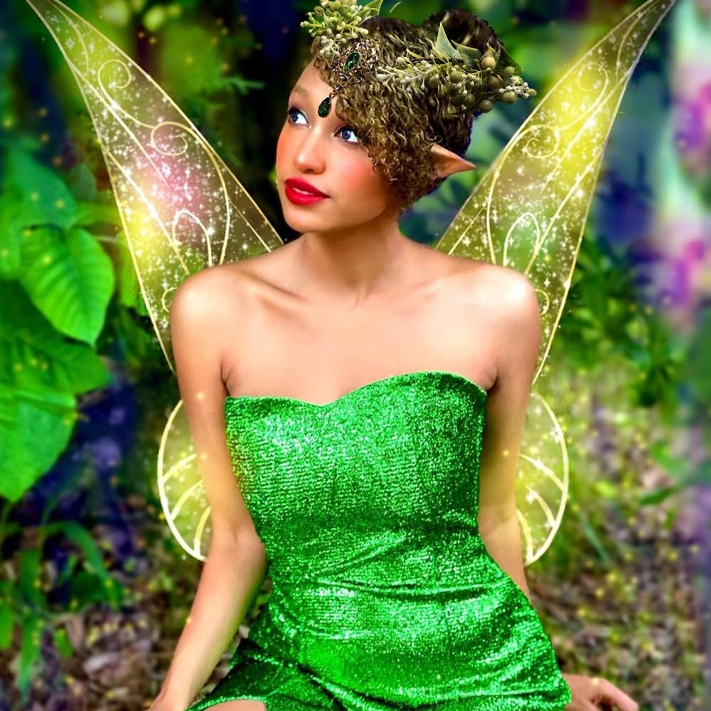 Bubbmi Green Flower Wreath Fairy Headband with Pendant | Woodland Elf Cosplay & Bridal Headpiece